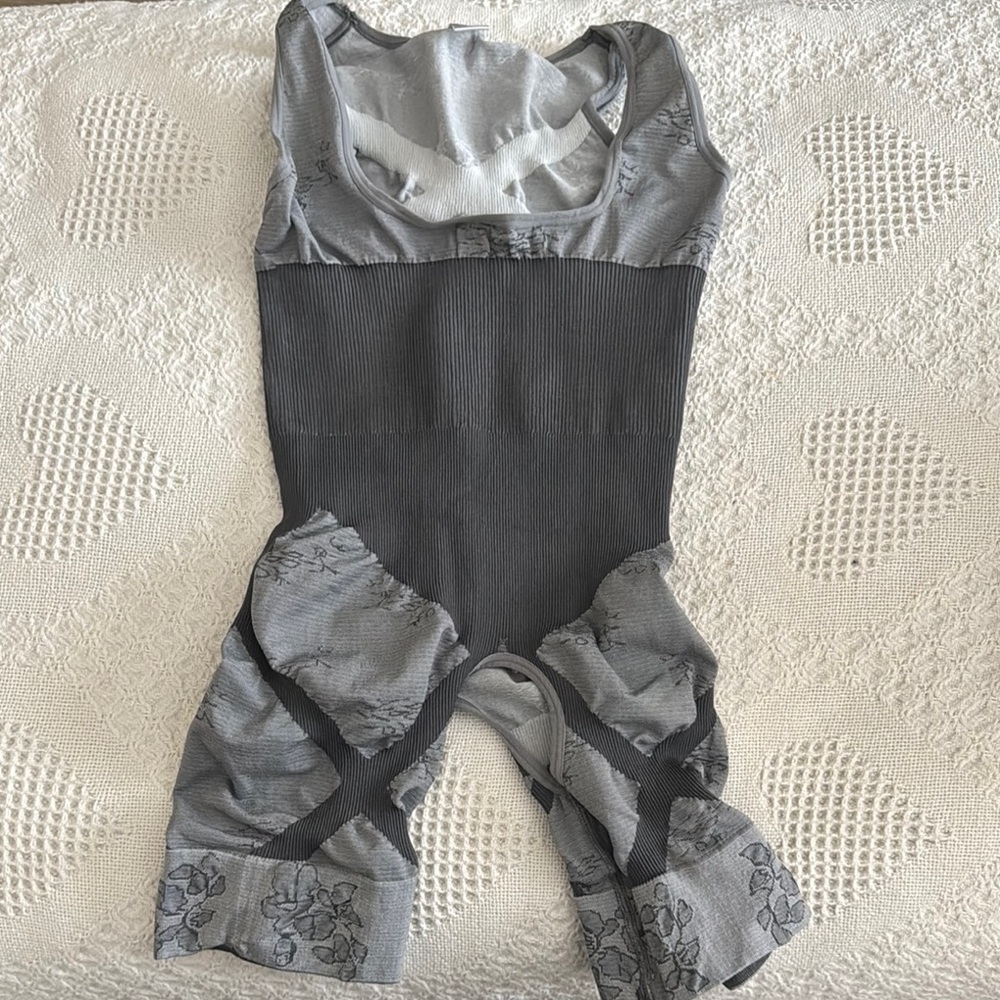 Gray Floral Shapewear Bodysuit